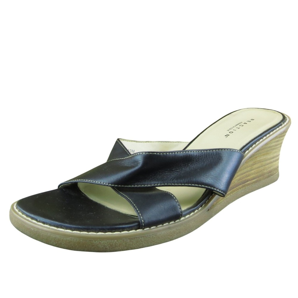 Kenneth Cole  Women‎ Slide Sandal Shoes Black Leather Size 10 Medium